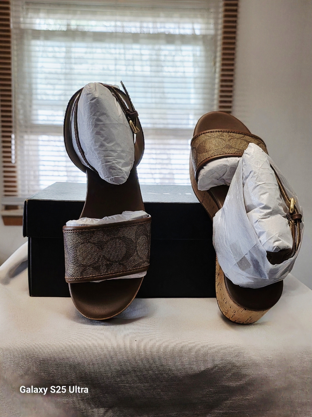 COACH Tullie Signature Jacquard Sandals In Saddle/Khaki Size 7B - Picture 9 of 13